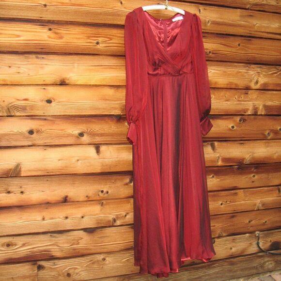 MAC DUGGAL 67873 Womens Sheer Blouson Sleeve Surplice Gown - Picture 6 of 12